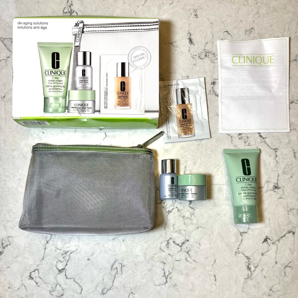 Clinique De-Aging Solutions Set Repairer Laser Focus Eye Cream 7 day Scrub Cream